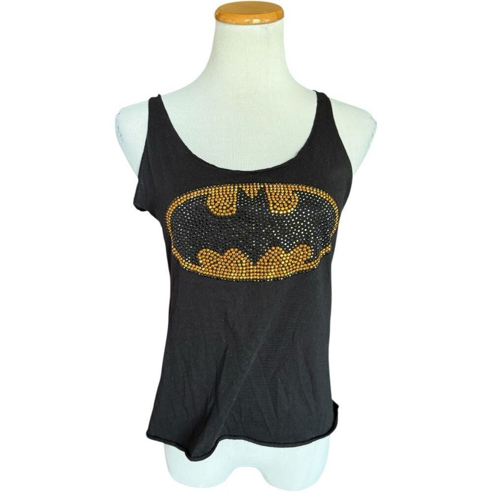 Womens Batman DC Comics Bejeweled Bling Burnout Tank Top - Sz L
